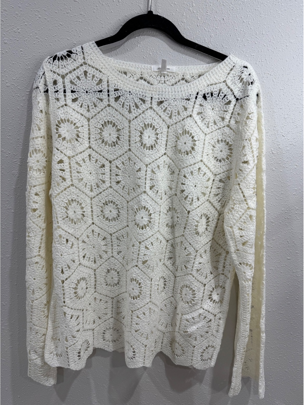 Maurices Ivory Crochet Lace Long Sleeve Top Large Boho Cottagecore Festival
